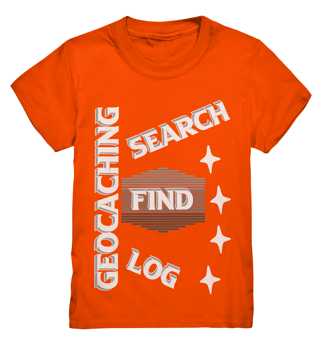 Geocaching-SEARCH-FIND-LOG, Cache Helles Disign Sterne - Kids Premium Shirt