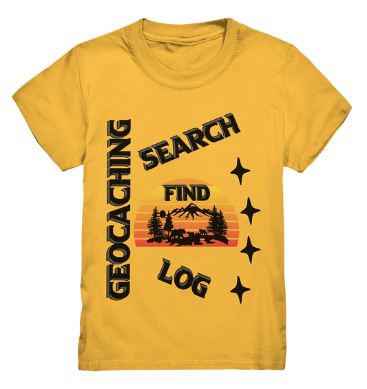 Geocaching, Suchen, Finden und Log, Geocache Schwarzes Design Mounten - Kids Premium Shirt