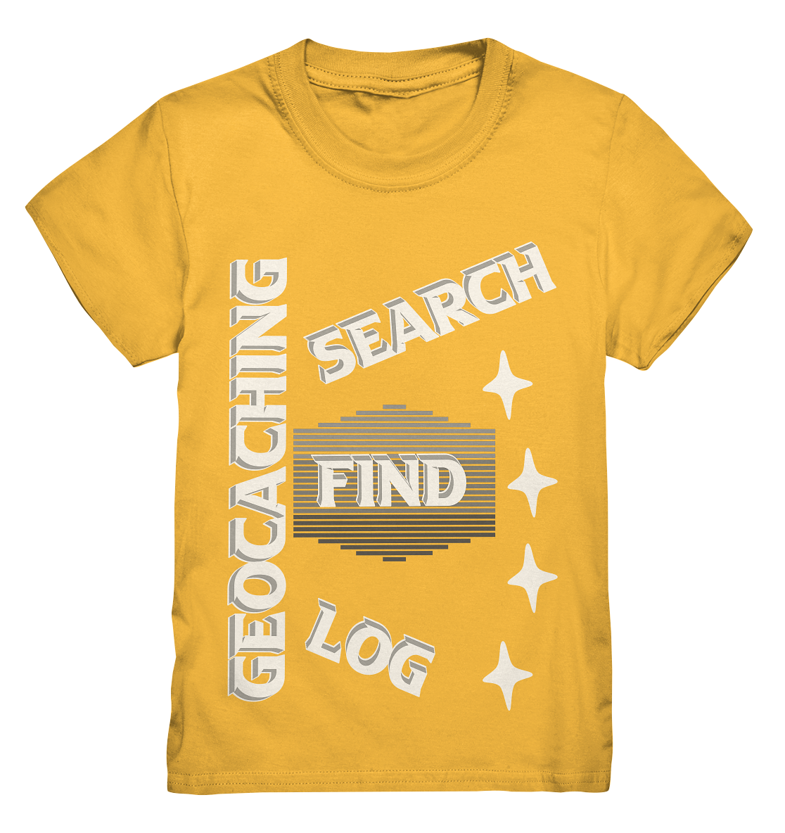 Geocaching-SEARCH-FIND-LOG, Cache Helles Disign Sterne - Kids Premium Shirt