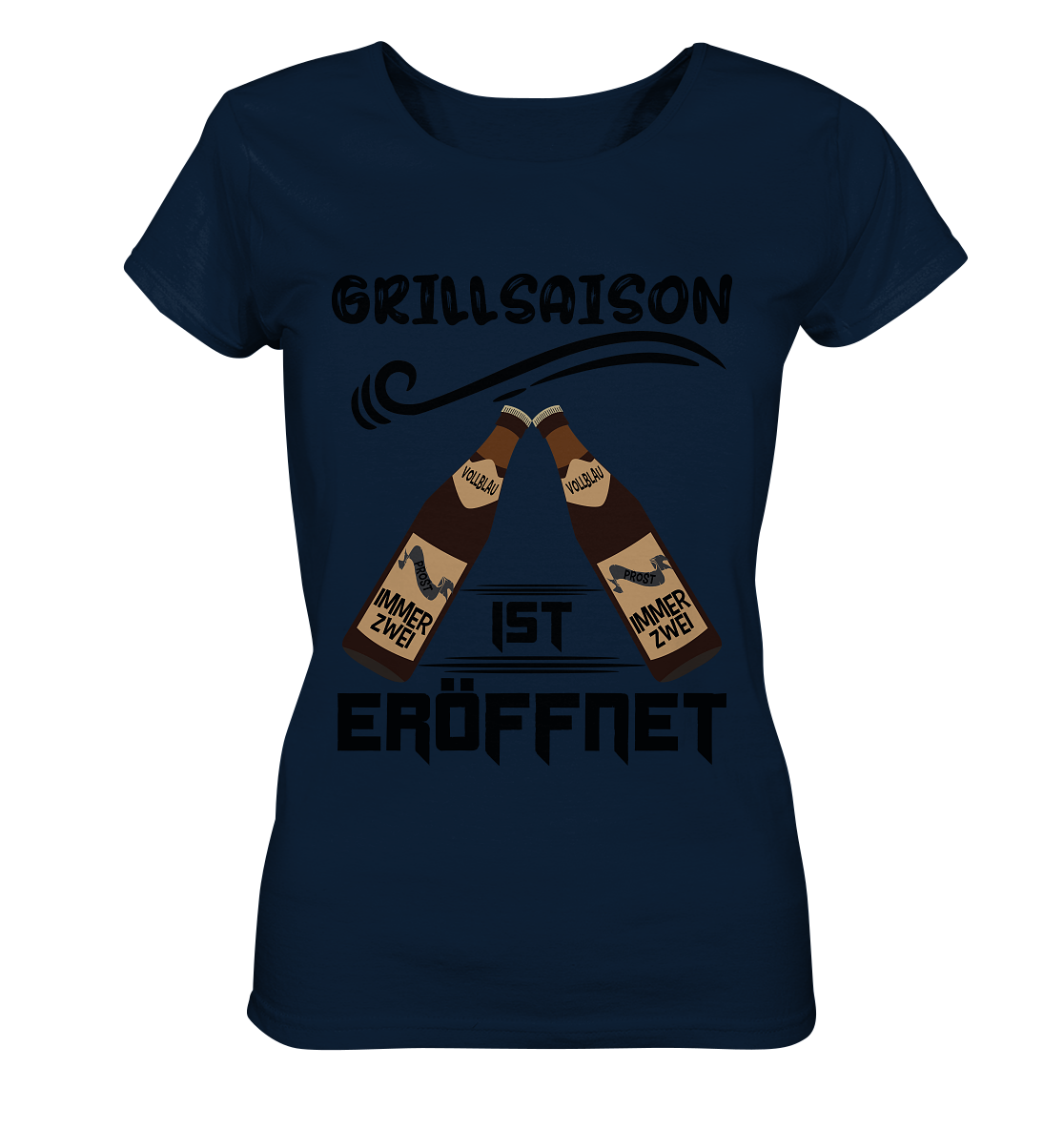 Grillsaison ist eröffnet, Grillen, Party, Feiern, Schwarzes Design - Ladies Organic Basic Shirt