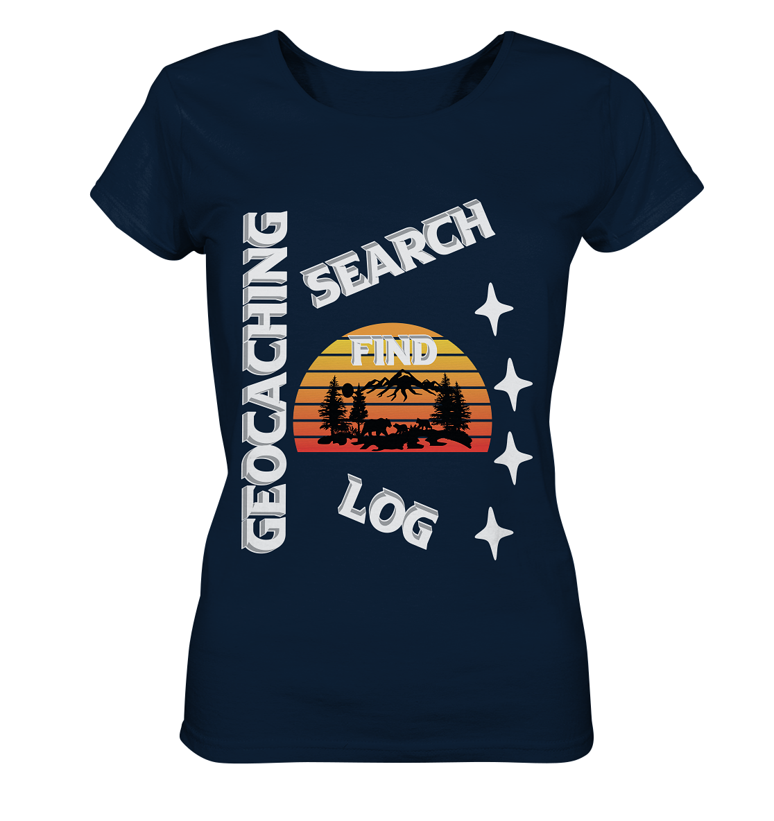 Geocaching-SEARCH-FIND-LOG, Cache Helles Design, Mounten - Ladies Organic Basic Shirt