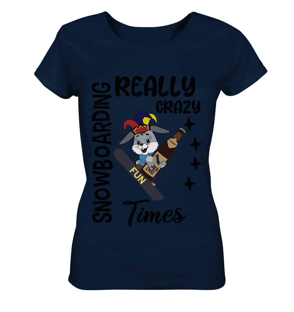 Snowboarding, really crazy, Osterhase mit Bierflasche  - Ladies Organic Basic Shirt