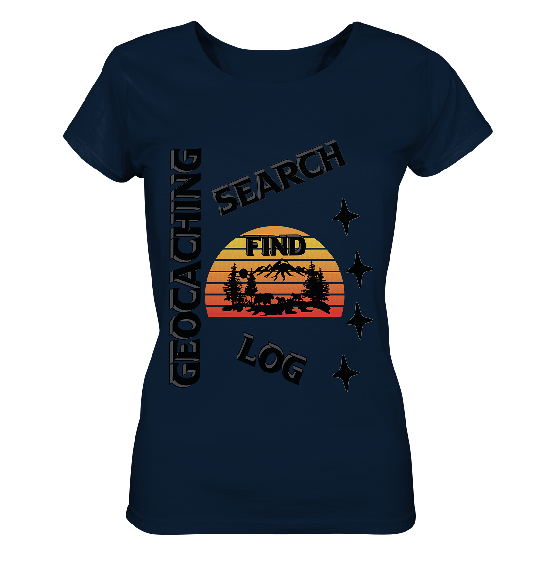 Geocaching, Suchen, Finden und Log,  Geocache Schwarzes Design - Ladies Organic Basic Shirt