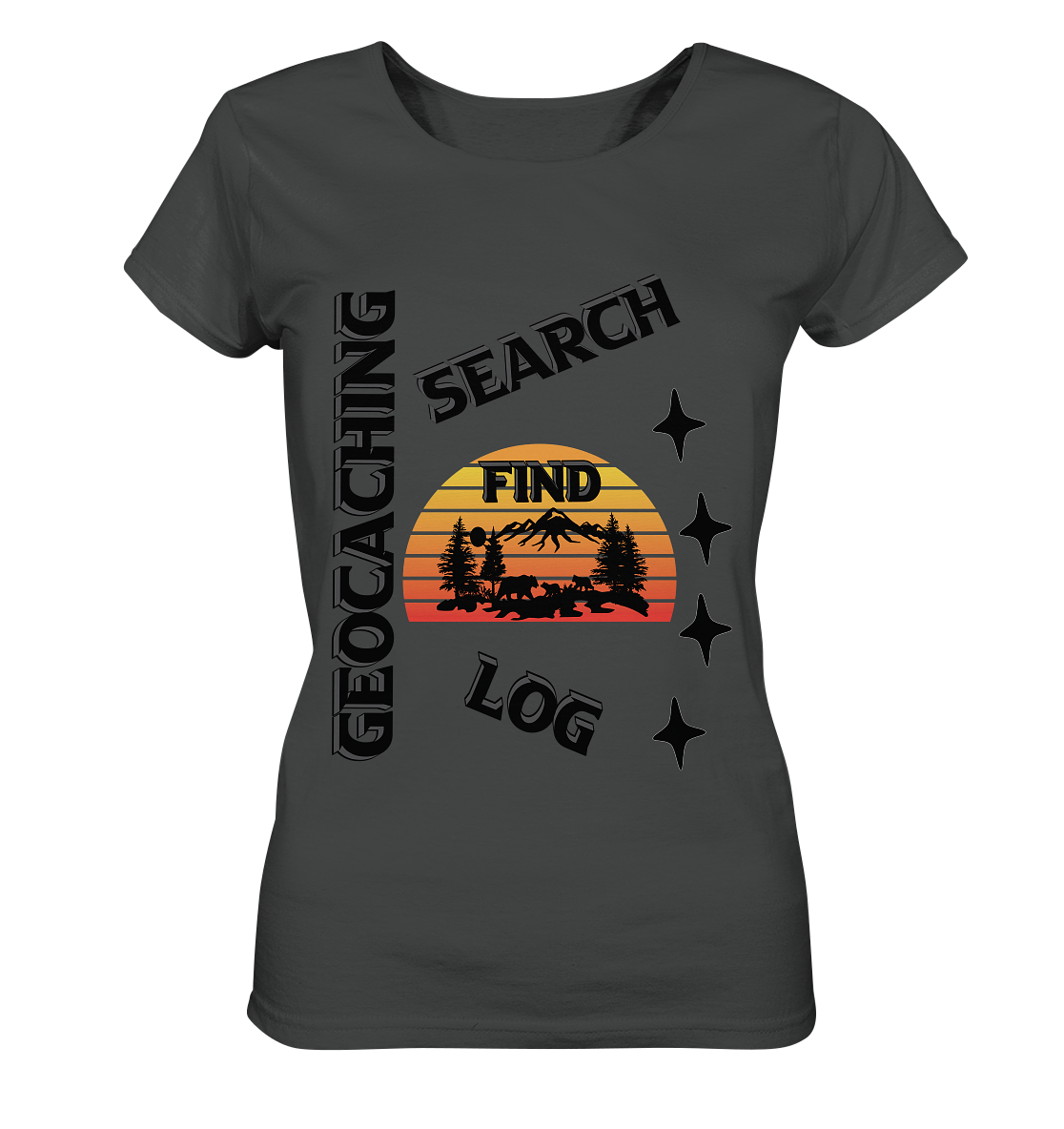 Geocaching, Suchen, Finden und Log,  Geocache Schwarzes Design - Ladies Organic Basic Shirt