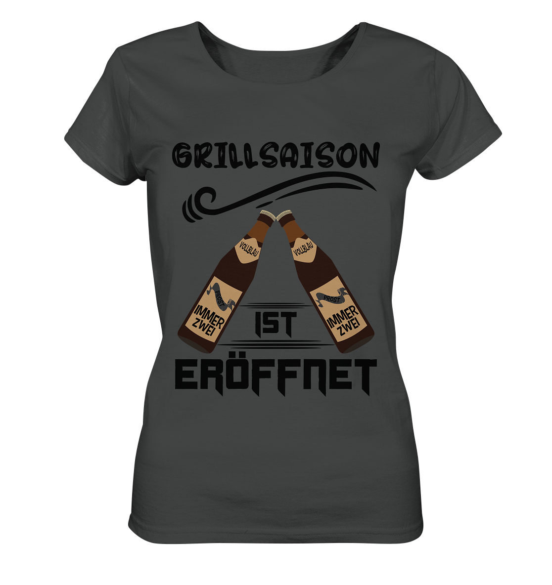 Grillsaison ist eröffnet, Grillen, Party, Feiern, Schwarzes Design - Ladies Organic Basic Shirt