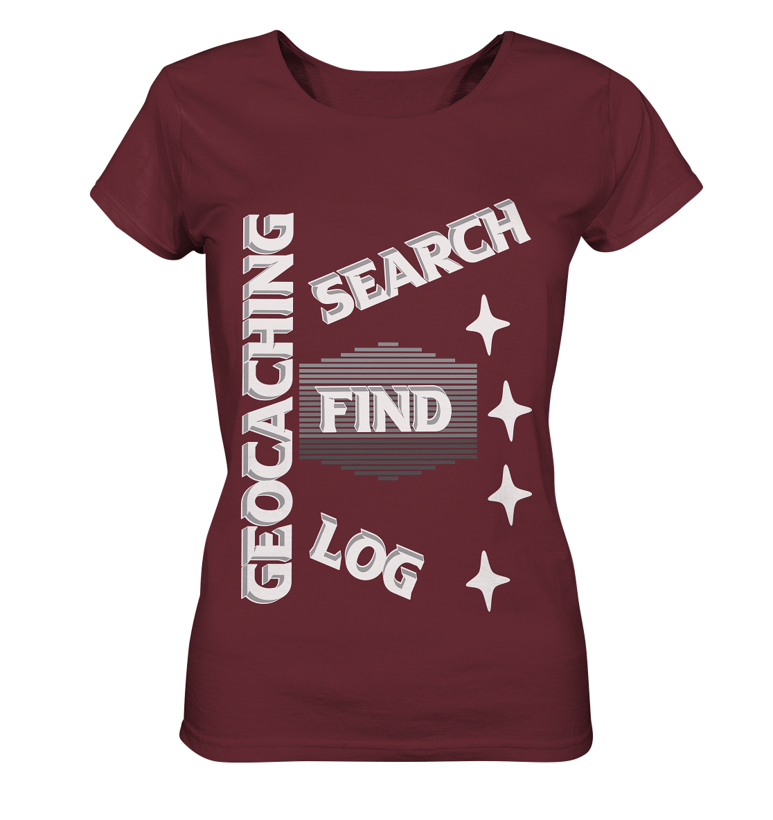 Geocaching-SEARCH-FIND-LOG, Cache Helles Disign Sterne - Ladies Organic Basic Shirt