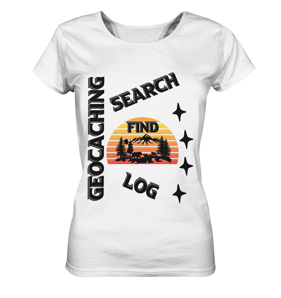 Geocaching, Suchen, Finden und Log,  Geocache Schwarzes Design - Ladies Organic Basic Shirt