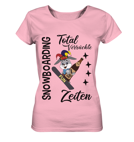 Snowboarding,verrückte Zeiten, Osterhase mit Bierflasche, Faschingsmütze - Ladies Organic Basic Shirt