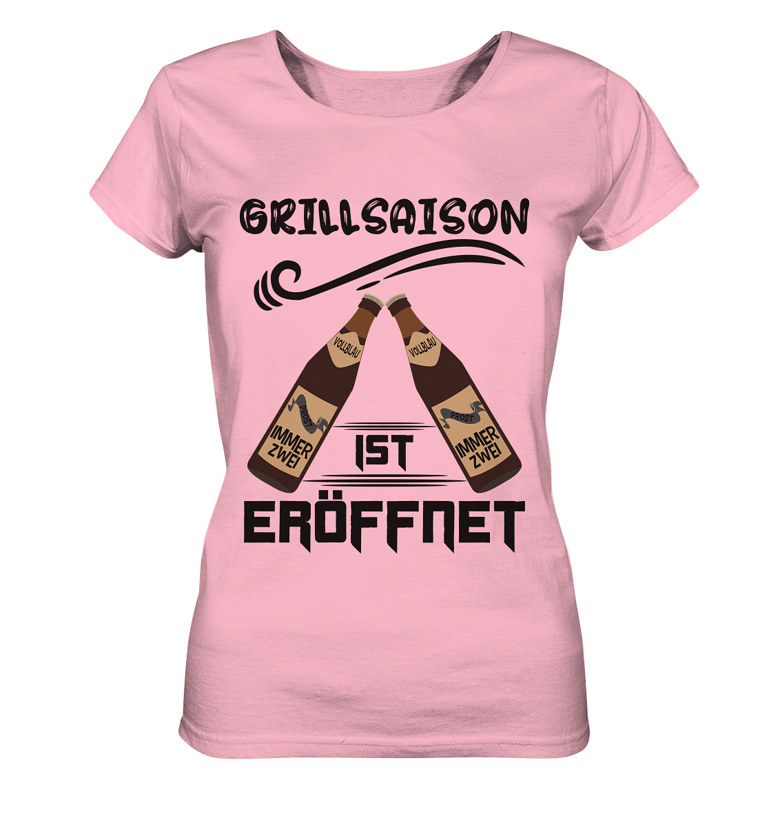 Grillsaison ist eröffnet, Grillen, Party, Feiern, Schwarzes Design - Ladies Organic Basic Shirt