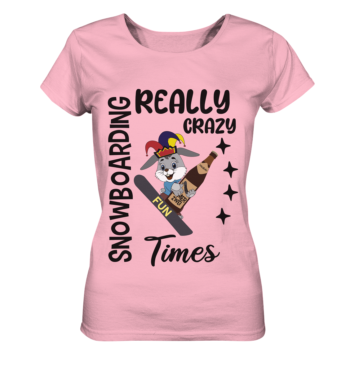 Snowboarding, really crazy, Osterhase mit Bierflasche  - Ladies Organic Basic Shirt