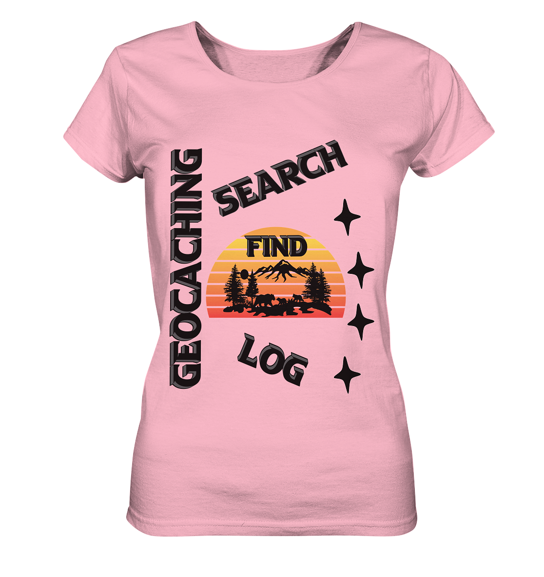 Geocaching, Suchen, Finden und Log,  Geocache Schwarzes Design - Ladies Organic Basic Shirt