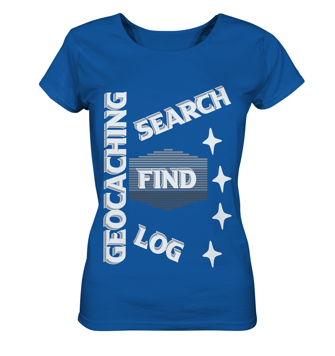 Geocaching-SEARCH-FIND-LOG, Cache Helles Disign Sterne - Ladies Organic Shirt