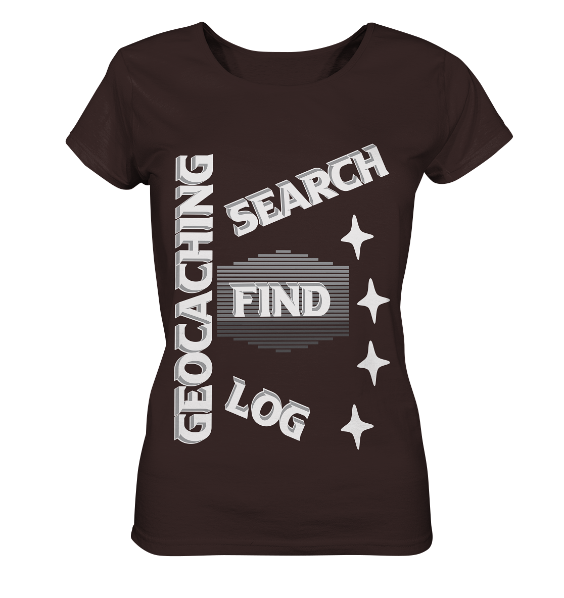 Geocaching-SEARCH-FIND-LOG, Cache Helles Disign Sterne - Ladies Organic Shirt