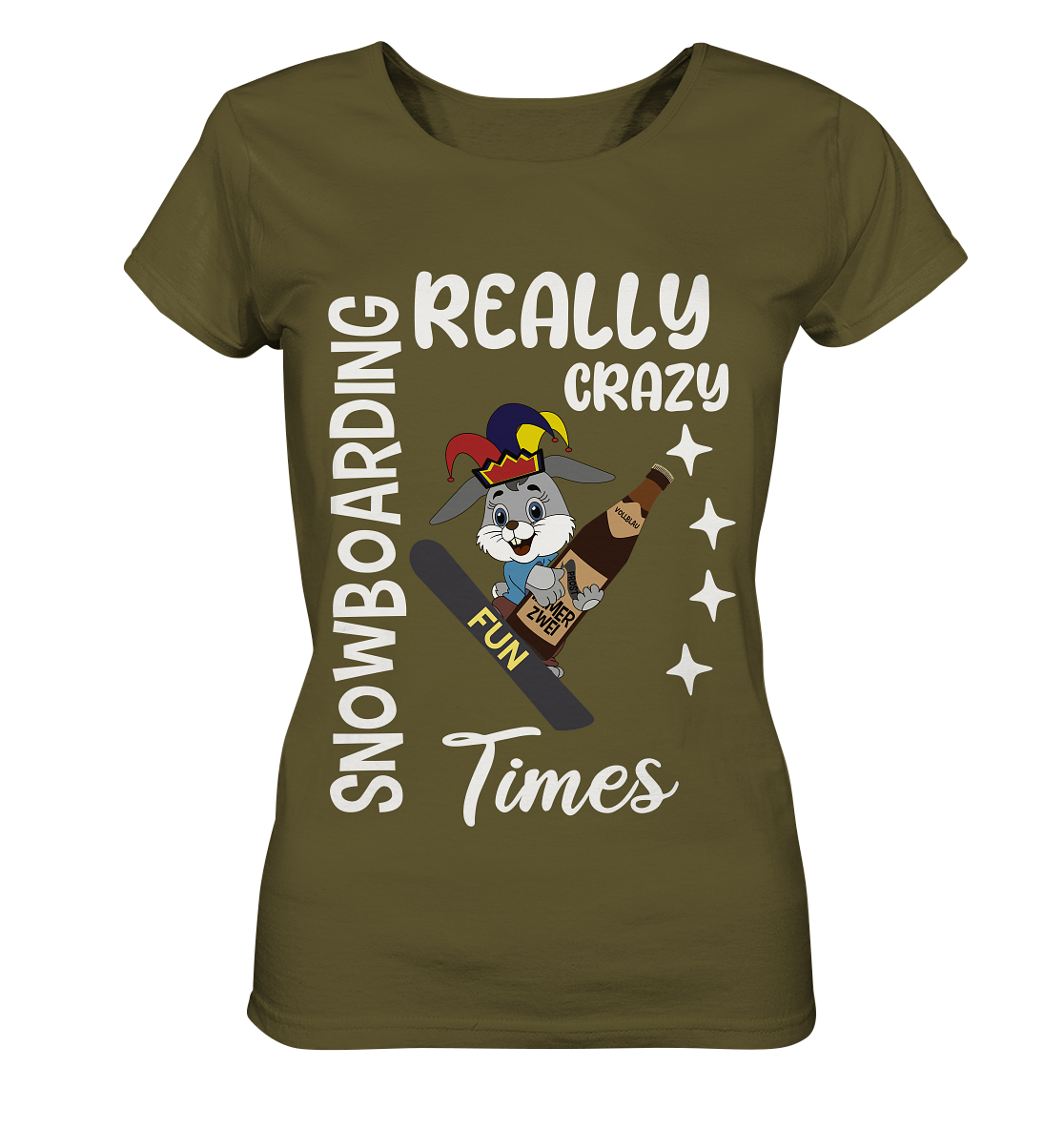 Snowboarding, Crazy Times, Snowboarder, Party - Ladies Organic Shirt