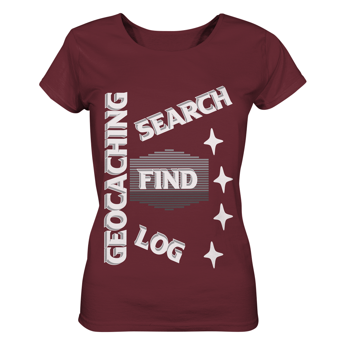 Geocaching-SEARCH-FIND-LOG, Cache Helles Disign Sterne - Ladies Organic Shirt