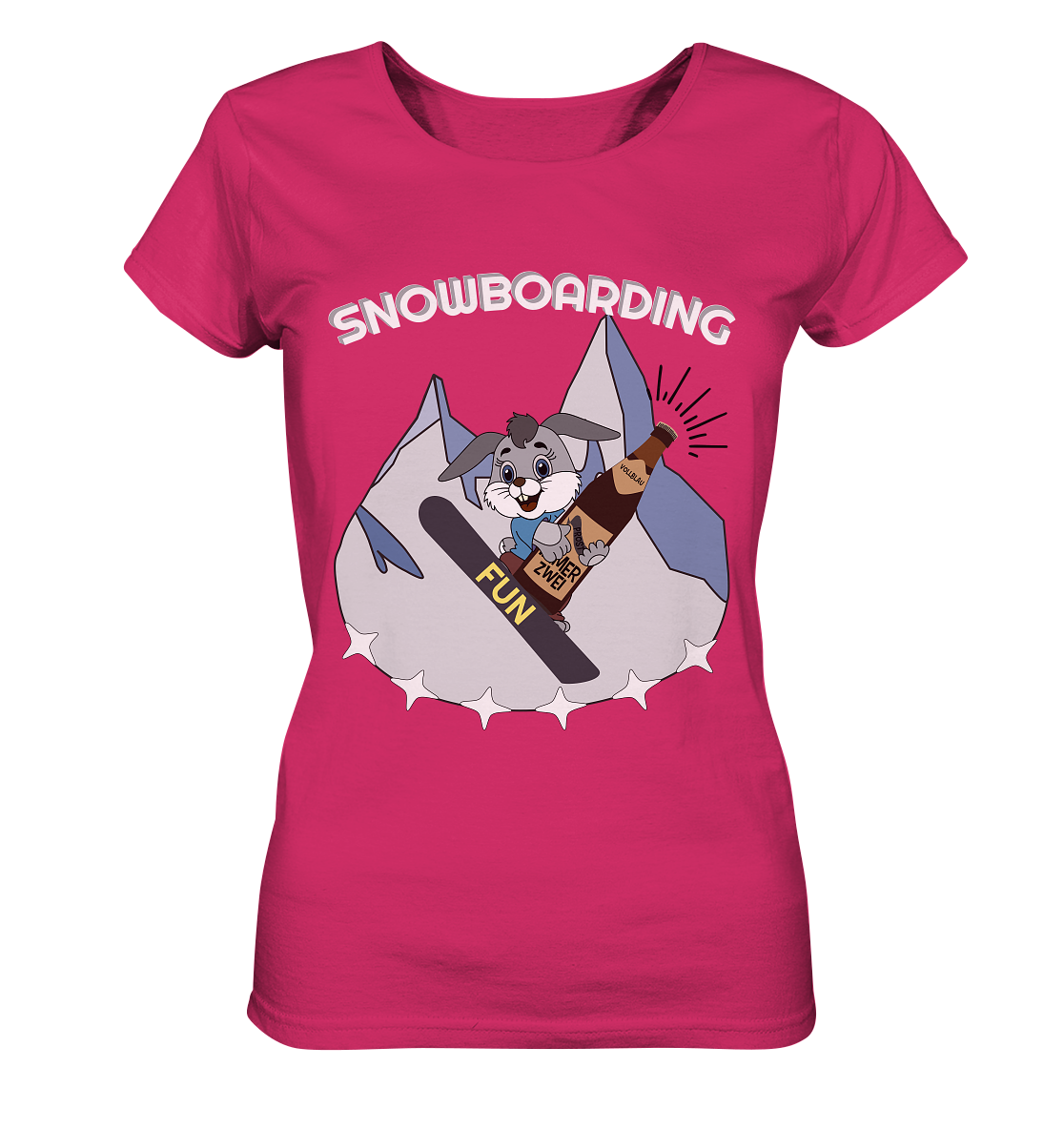 Snowboarder, Apres- Ski, Party danach, Piste, Helles Design - Ladies Organic Shirt