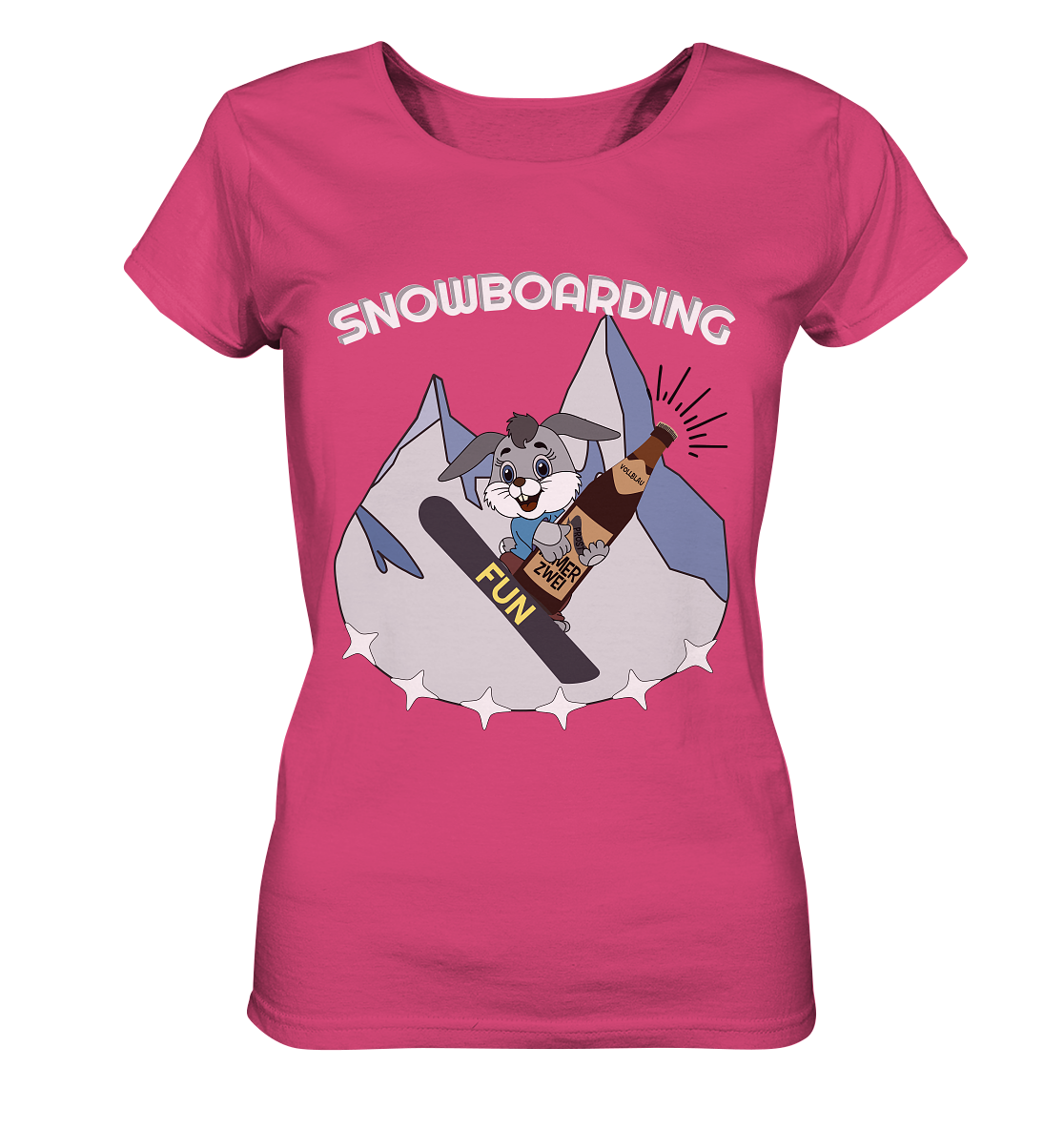 Snowboarder, Apres- Ski, Party danach, Piste, Helles Design - Ladies Organic Shirt