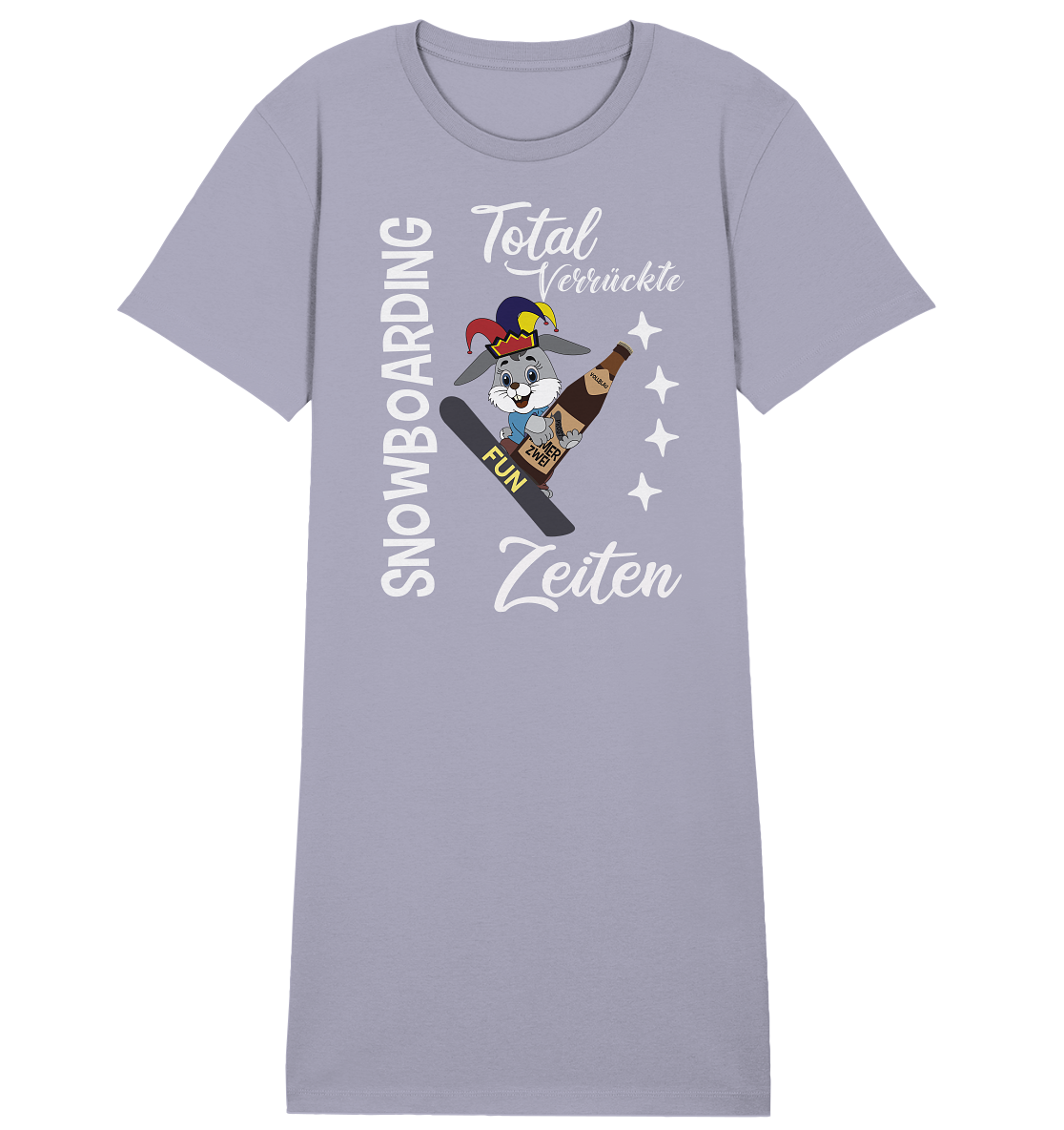 Snowboarding, verrückte Zeiten, Snowboarder, Osterhase - Ladies Organic Shirt Dress