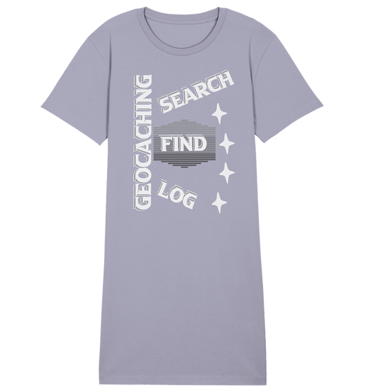 Geocaching-SEARCH-FIND-LOG, Cache Helles Disign Sterne - Ladies Organic Shirt Dress