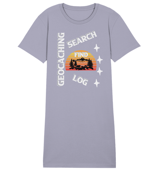 Geocaching-SEARCH-FIND-LOG, Cache Helles Design, Mounten - Ladies Organic Shirt Dress