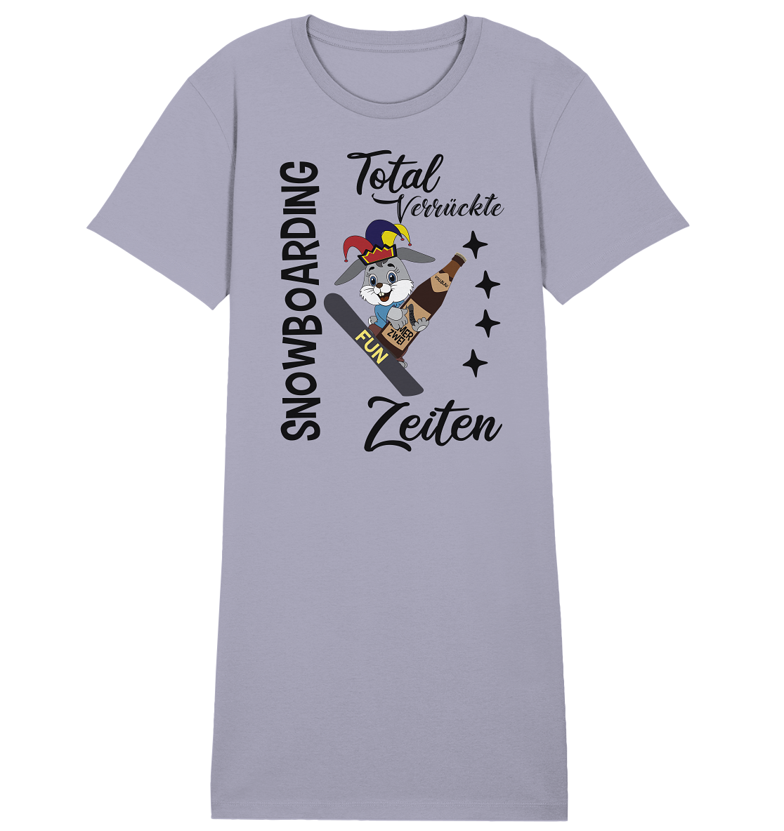 Snowboarding,verrückte Zeiten, Osterhase mit Bierflasche, Faschingsmütze - Ladies Organic Shirt Dress