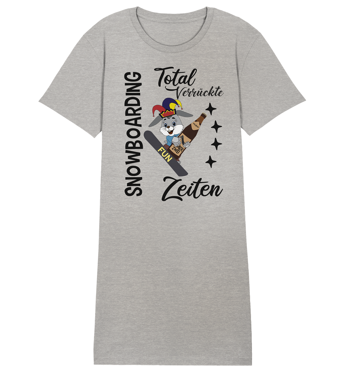 Snowboarding,verrückte Zeiten, Osterhase mit Bierflasche, Faschingsmütze - Ladies Organic Shirt Dress