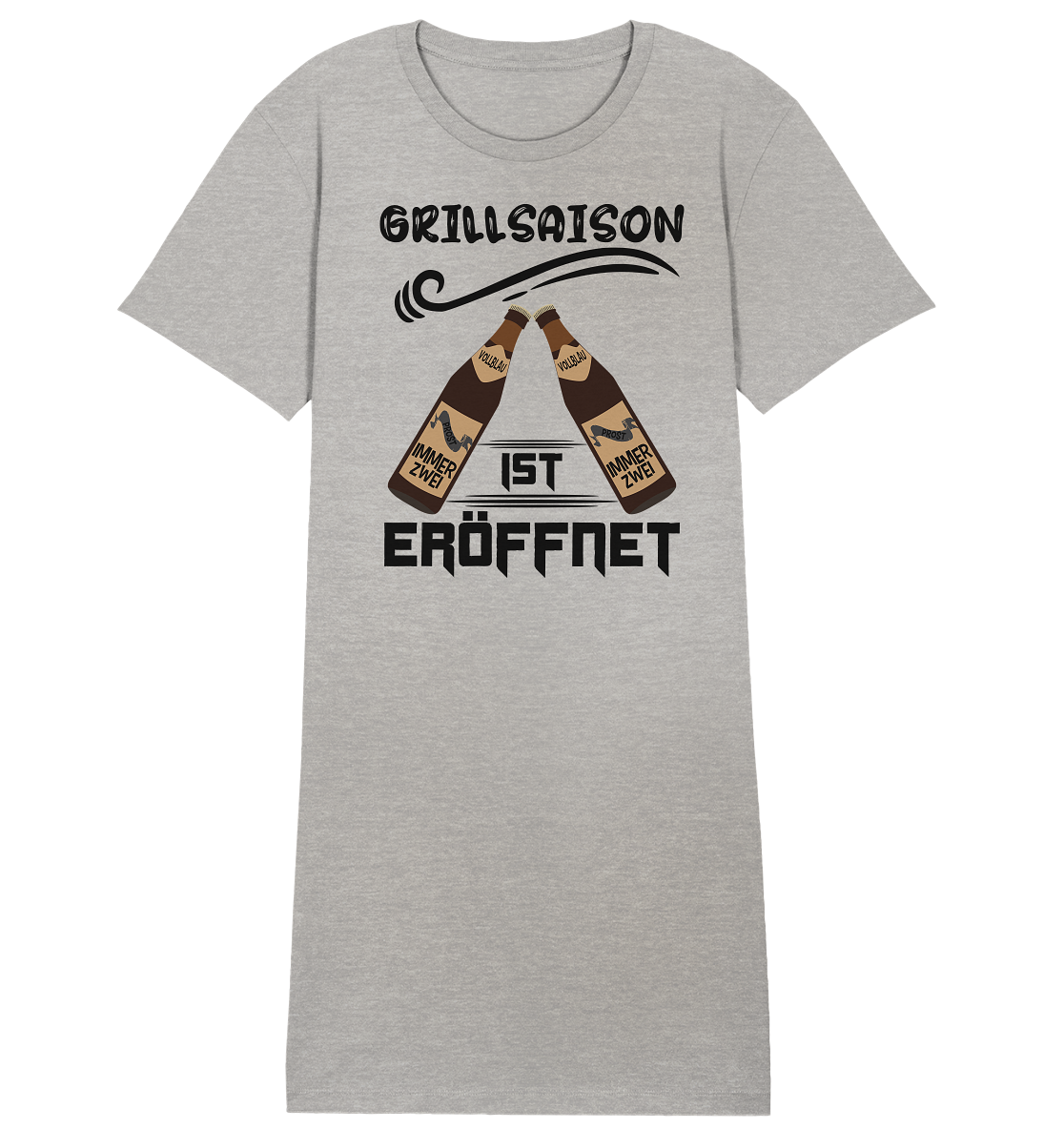 Grillsaison ist eröffnet, Grillen, Party, Feiern, Schwarzes Design - Ladies Organic Shirt Dress