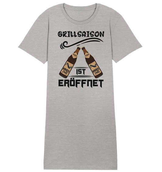 Grillsaison ist eröffnet, Grillen, Party, Feiern, Schwarzes Design - Ladies Organic Shirt Dress