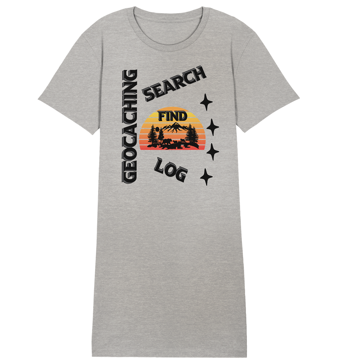 Geocaching, Suchen, Finden und Log,  Geocache Schwarzes Design - Ladies Organic Shirt Dress