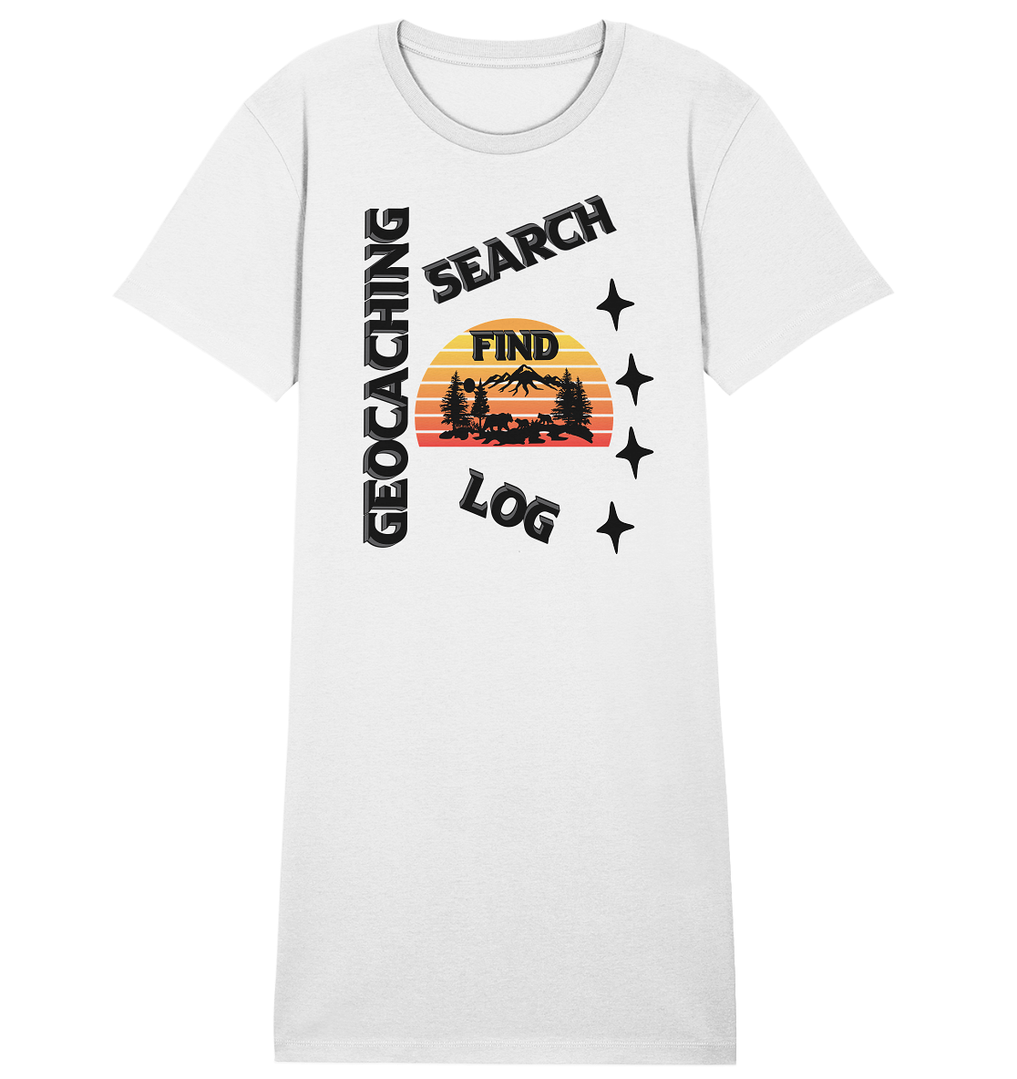 Geocaching, Suchen, Finden und Log,  Geocache Schwarzes Design - Ladies Organic Shirt Dress