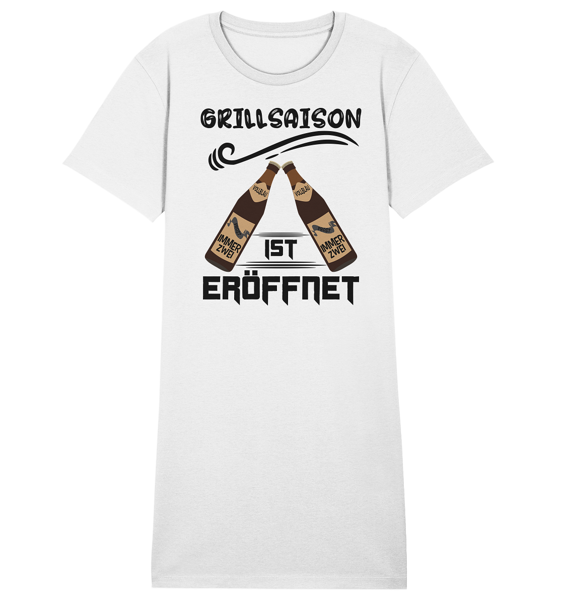 Grillsaison ist eröffnet, Grillen, Party, Feiern, Schwarzes Design - Ladies Organic Shirt Dress