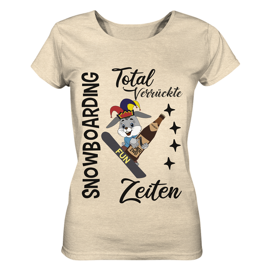 Snowboarding,verrückte Zeiten, Osterhase mit Bierflasche, Faschingsmütze - Ladies Organic Shirt