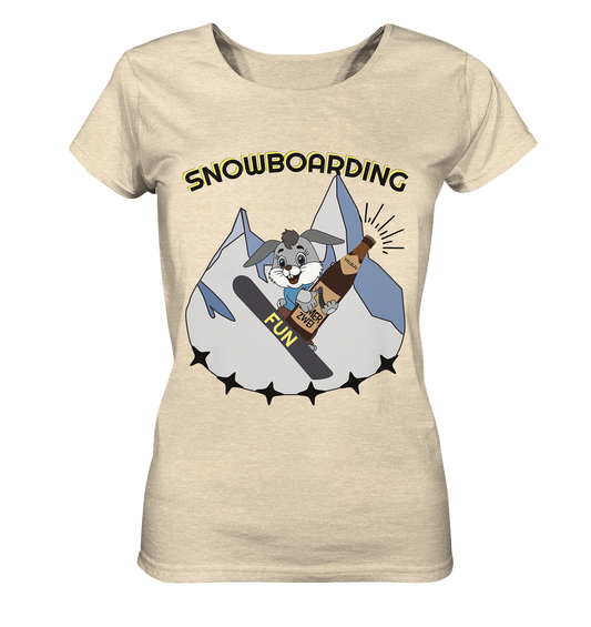 Snowboarding, Apres- Ski, Snowboard, Skihase und Bier - Ladies Organic Shirt