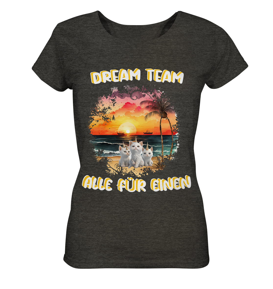 Dream Team, Einhorn Katzen Shirt, streetwear, casual t shirt, No 4 - Ladies Organic Shirt (meliert)