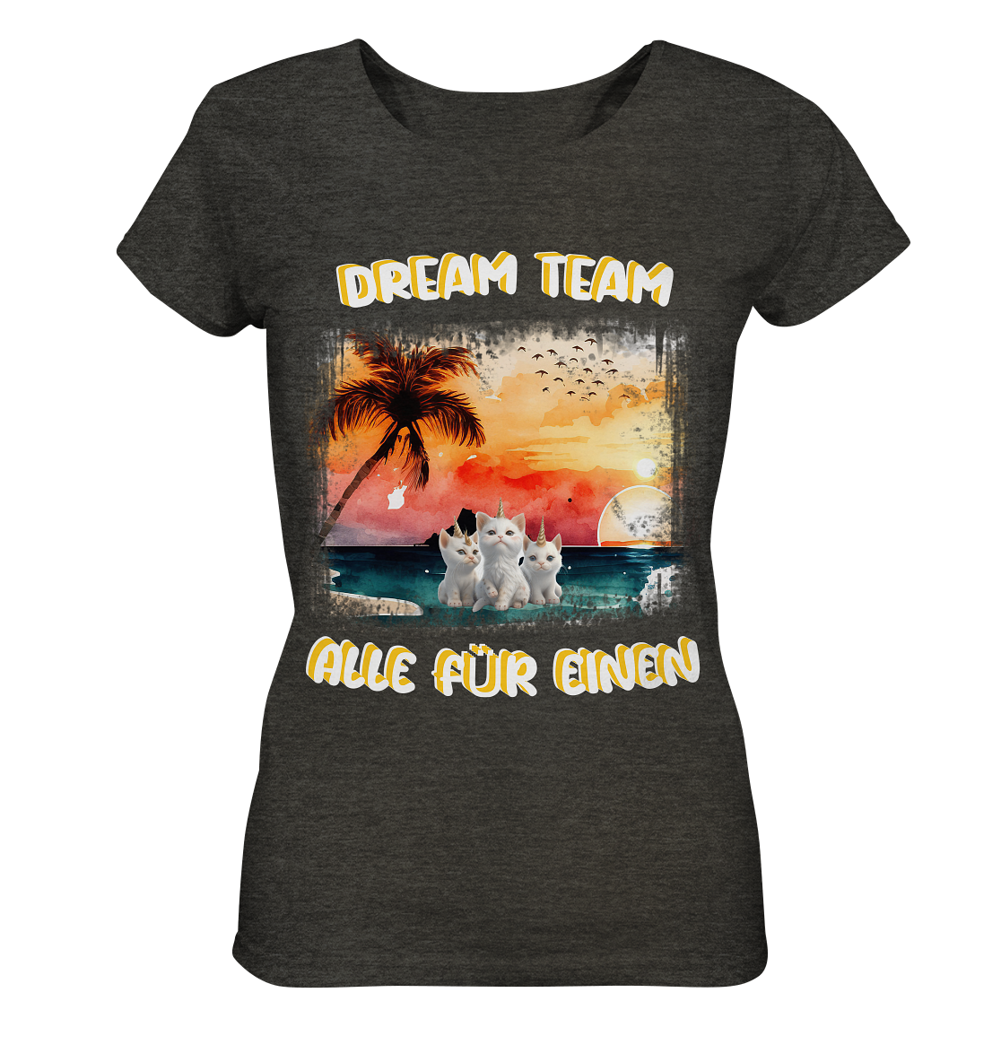 Dream Team, Einhorn Katzen Shirt, streetwear, casual t shirt, No 2 - Ladies Organic Shirt (meliert)