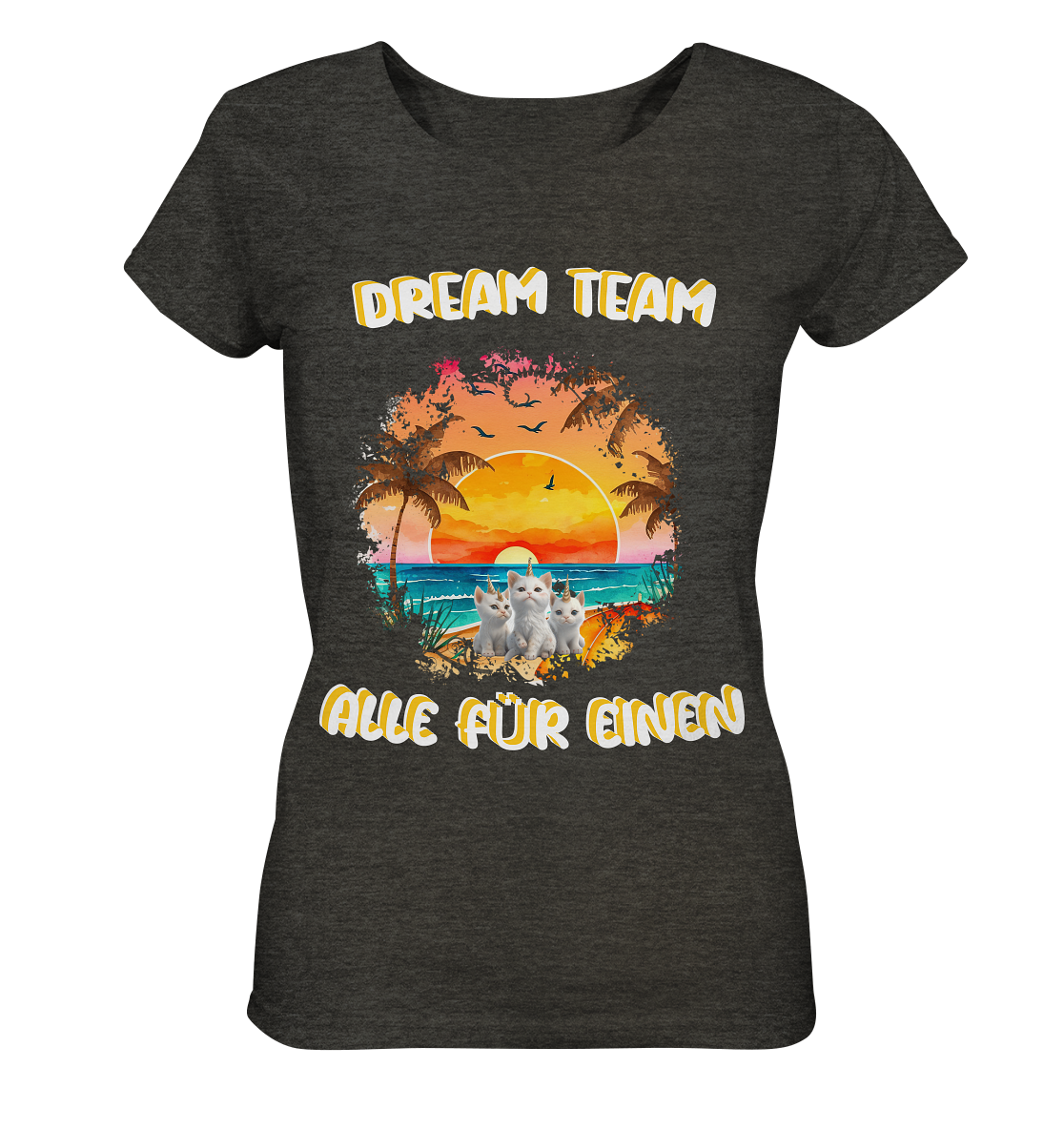 Dream Team, Einhorn Katzen Shirt, streetwear, casual t shirt - Ladies Organic Shirt (meliert)