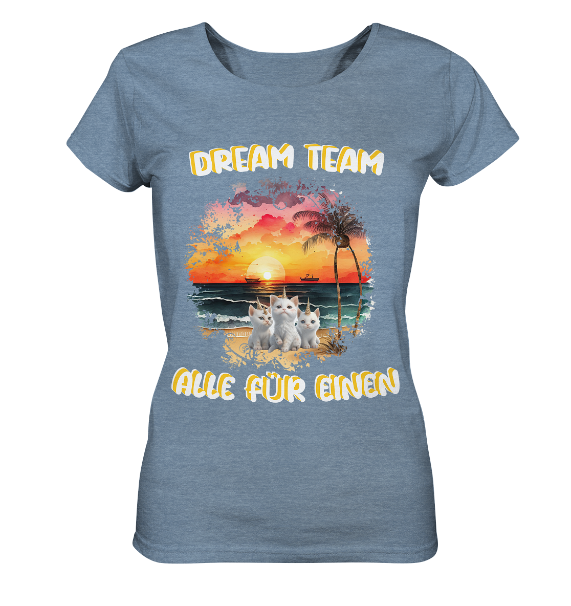 Dream Team, Einhorn Katzen Shirt, streetwear, casual t shirt, No 4 - Ladies Organic Shirt (meliert)