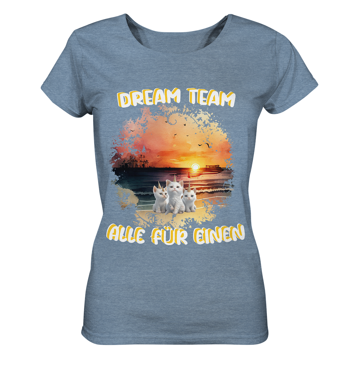 Dream Team, Einhorn Katzen Shirt, streetwear, casual t shirt, No 3 - Ladies Organic Shirt (meliert)