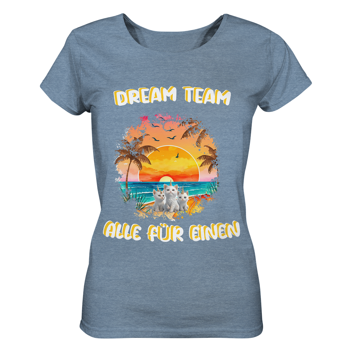 Dream Team, Einhorn Katzen Shirt, streetwear, casual t shirt - Ladies Organic Shirt (meliert)