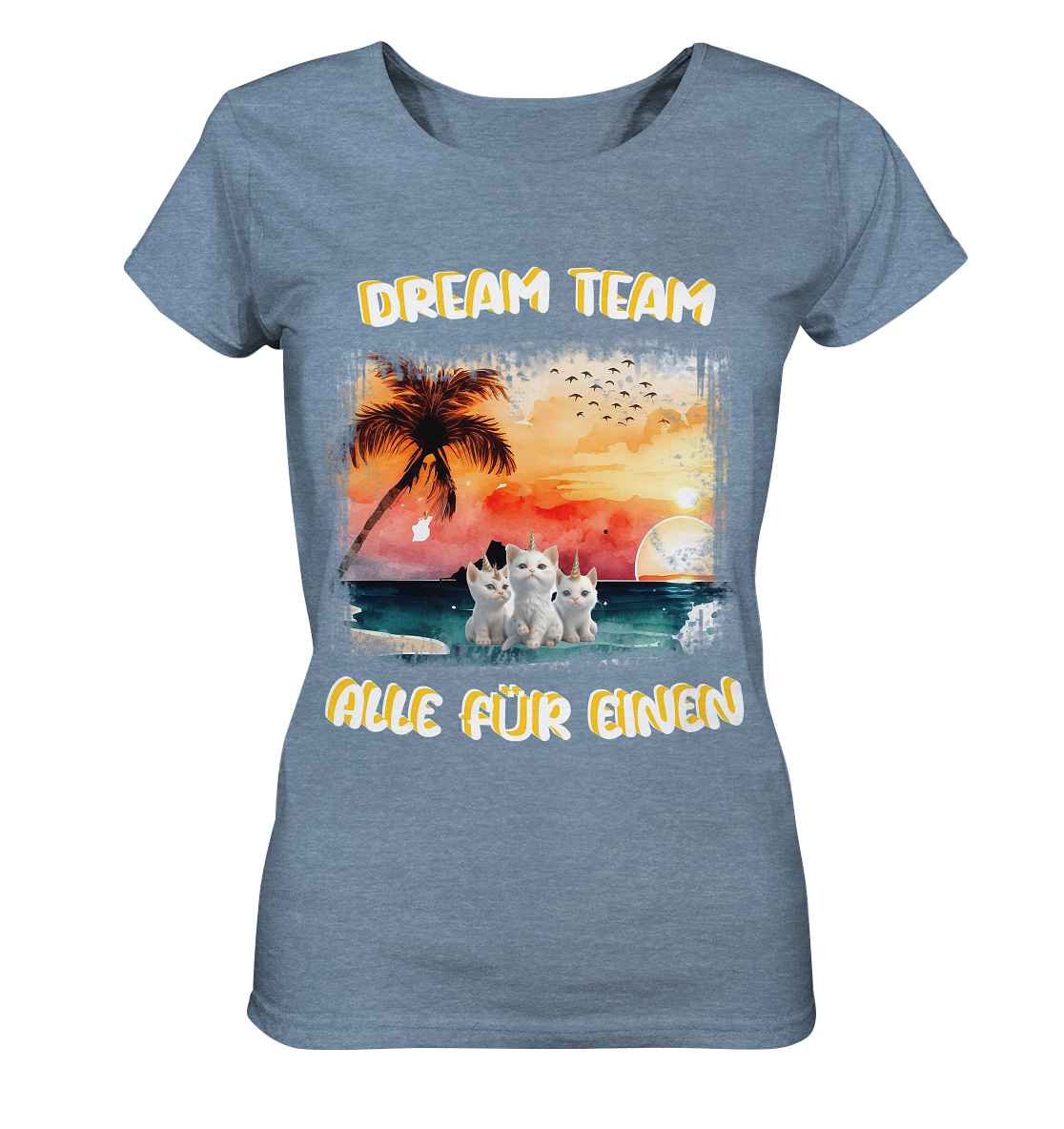 Dream Team, Einhorn Katzen Shirt, streetwear, casual t shirt, No 2 - Ladies Organic Shirt (meliert)