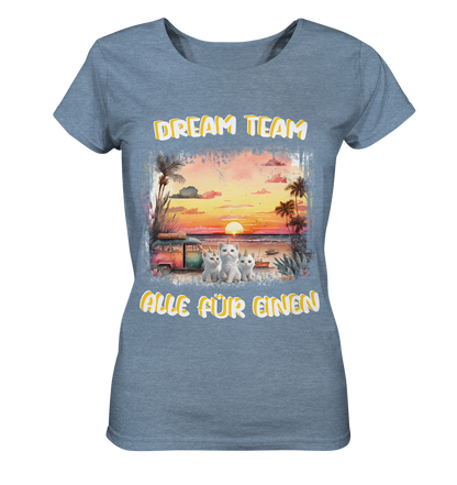 Dream Team, Einhorn Katzen Shirt, streetwear, casual t shirt, No 5 - Ladies Organic Shirt (meliert)