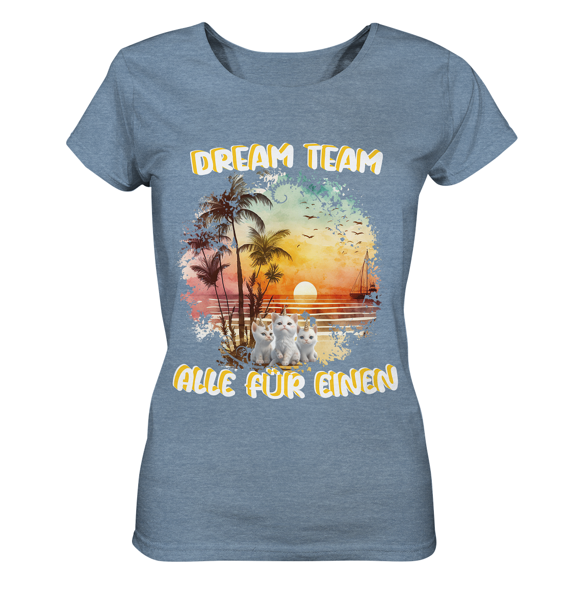 Dream Team, Einhorn Katzen Shirt, streetwear, casual t shirt, No 6 - Ladies Organic Shirt (meliert)