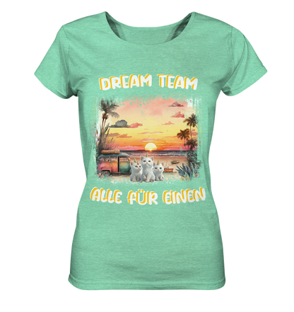 Dream Team, Einhorn Katzen Shirt, streetwear, casual t shirt, No 5 - Ladies Organic Shirt (meliert)