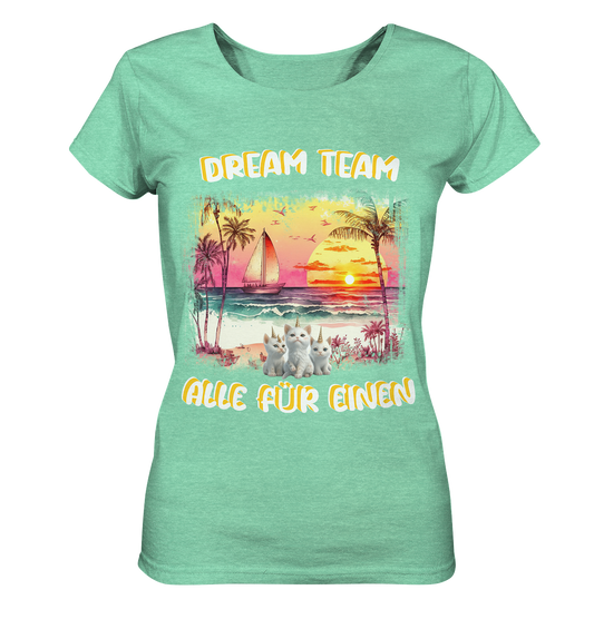 Dream Team, Einhorn Katzen Shirt, streetwear, casual t shirt, No 7 - Ladies Organic Shirt (meliert)