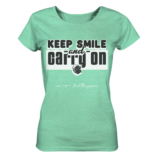 "Keep Smile" Damen Organic Shirt (meliert)