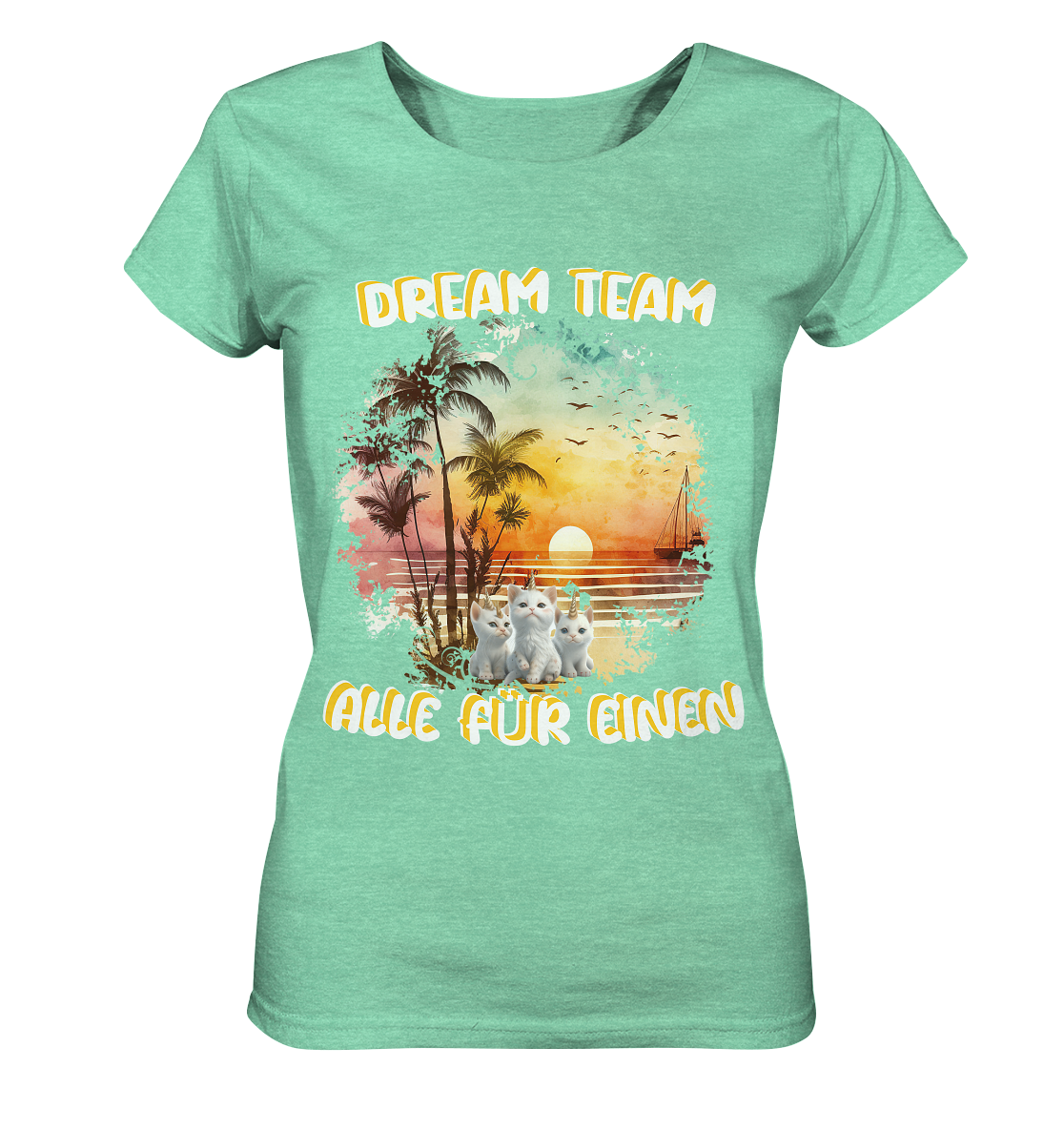 Dream Team, Einhorn Katzen Shirt, streetwear, casual t shirt, No 6 - Ladies Organic Shirt (meliert)