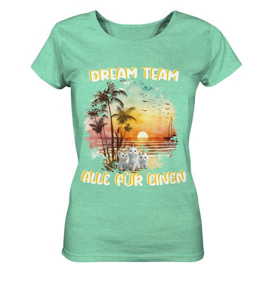 Dream Team, Einhorn Katzen Shirt, streetwear, casual t shirt, No 6 - Ladies Organic Shirt (meliert)