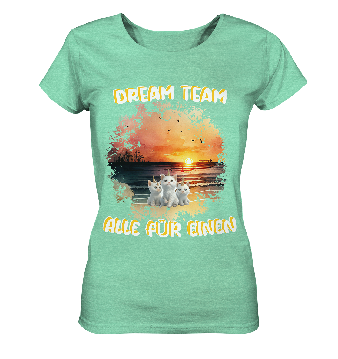 Dream Team, Einhorn Katzen Shirt, streetwear, casual t shirt, No 3 - Ladies Organic Shirt (meliert)