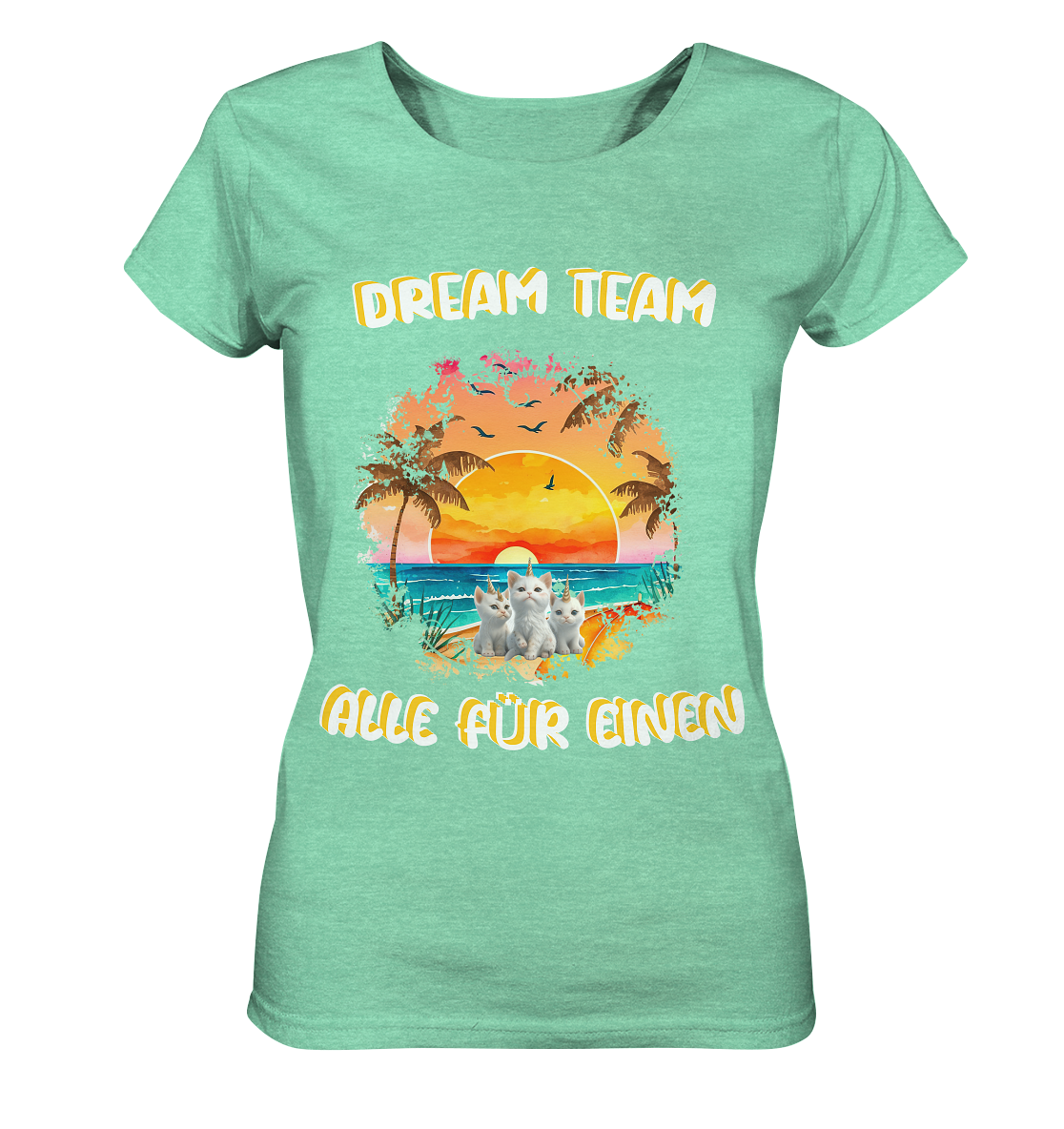 Dream Team, Einhorn Katzen Shirt, streetwear, casual t shirt - Ladies Organic Shirt (meliert)