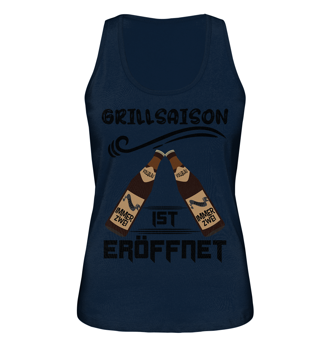 Grillsaison ist eröffnet, Grillen, Party, Feiern, Schwarzes Design - Ladies Organic Tank-Top